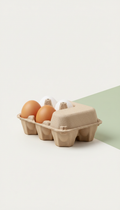Farm-fresh eggs in recyclable carton