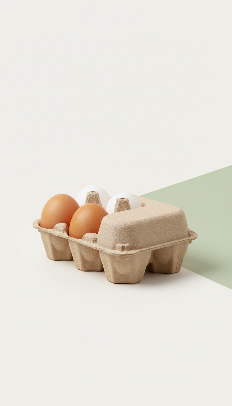 Farm-fresh eggs in recyclable carton